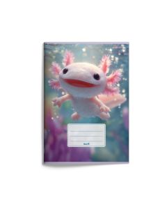 Zošit A5 „axolotl“, 2026, 10 listov, linajkový (16 mm), 512