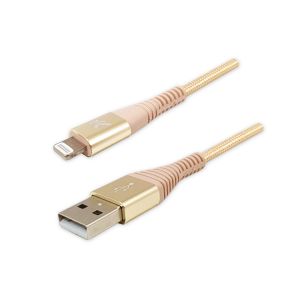 USB-A 2.0 kábel Logo, Apple Lightning (C89) samec, MFi certifikácia, 1 m, zlatý