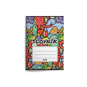Zošit A6 „doodle“, 2026, 30 listov, linajkový (8 mm), 634, 3 stĺpce na slovíčka