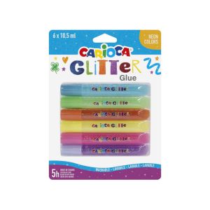 Farby Carioca Glitter Glue Fluo, sada 6ks