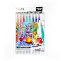 Obojstranné fixky so štetcom Pentel Brush Sign Pen Twin® „Landscape“, 8 ks + akvarelový štetec